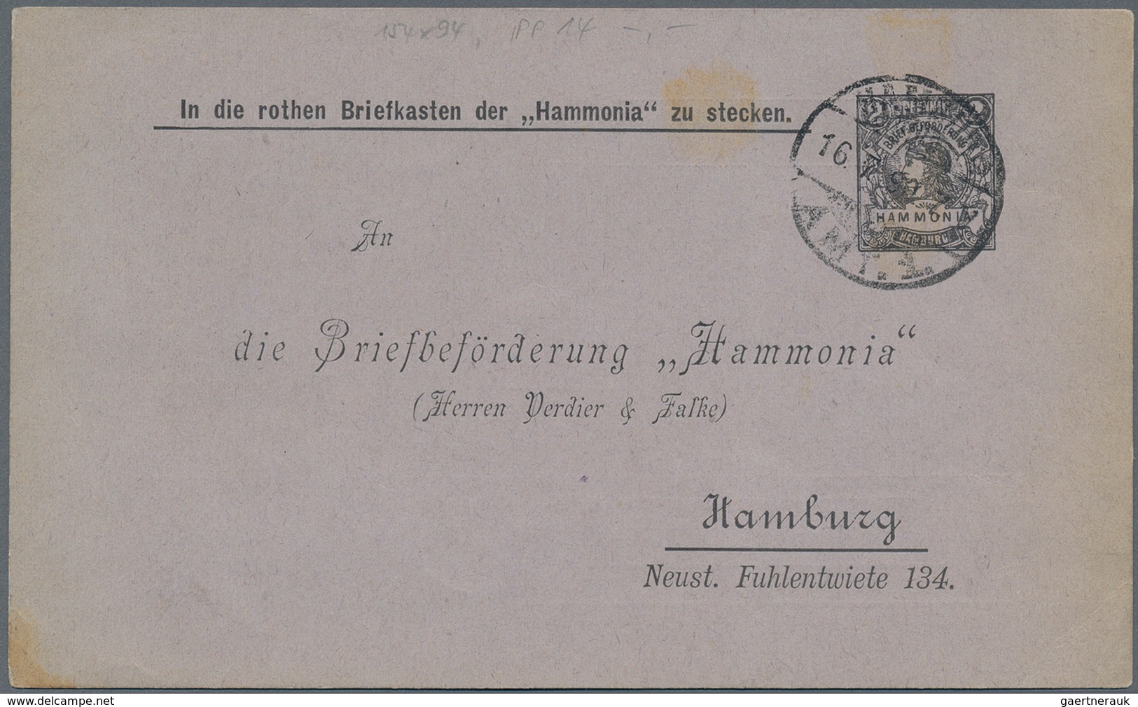 Deutsches Reich - Privatpost (Stadtpost): 1890 Private Stadtpost Hamburg 2 Pfennig Schwarz Auf Priva - Privatpost