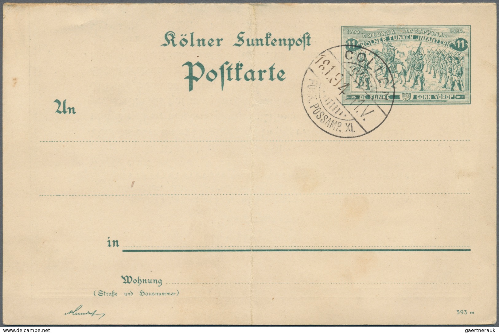 Deutsches Reich - Privatpost (Stadtpost): Köln PP 1894, Sehr Seltene Doppelkarte Der Kölner Funkenpo - Private & Local Mails