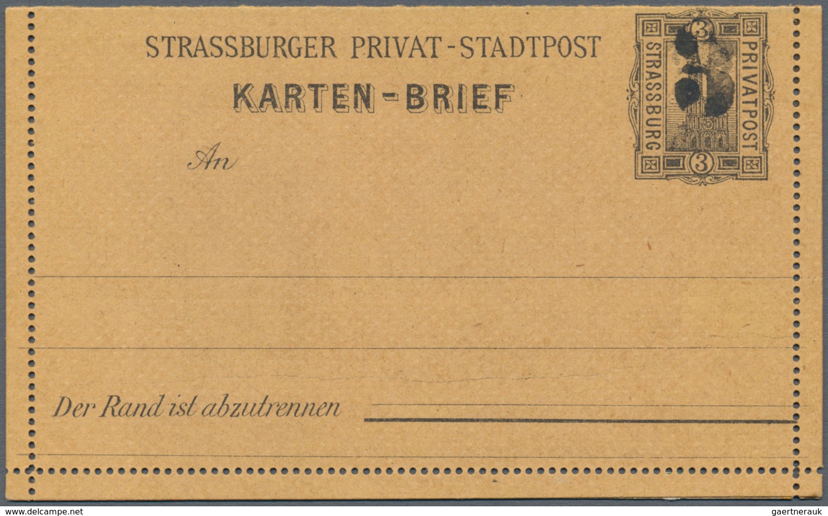 Deutsches Reich - Privatpost (Stadtpost): Strassburg, 1891/92: 5 Kartenbriefe, Nicht Gelaufen, Selte - Postes Privées & Locales