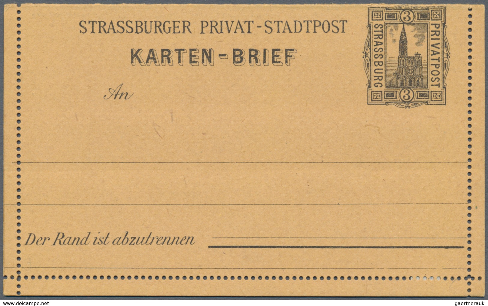 Deutsches Reich - Privatpost (Stadtpost): Strassburg, 1891/92: 5 Kartenbriefe, Nicht Gelaufen, Selte - Privatpost