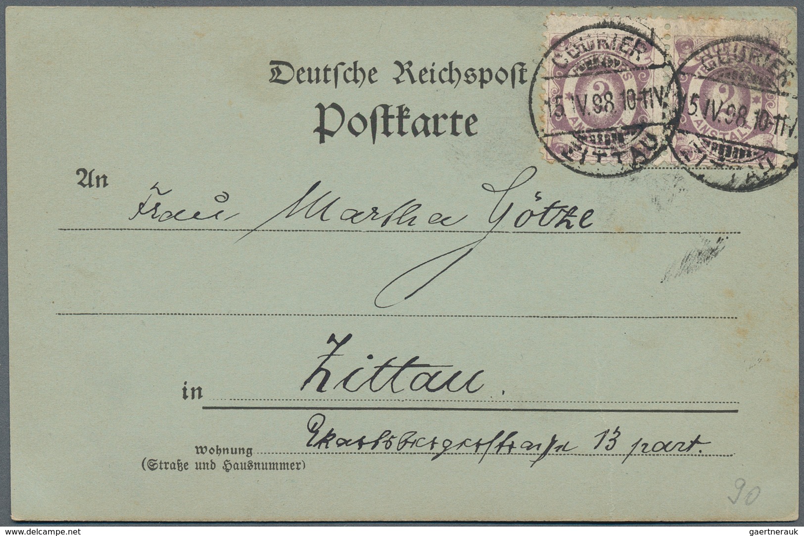 Deutsches Reich - Privatpost (Stadtpost): ZITTAU: 1898, 2 Pf Im Waagerechten Paar Auf Orts-Ansichtsk - Private & Local Mails