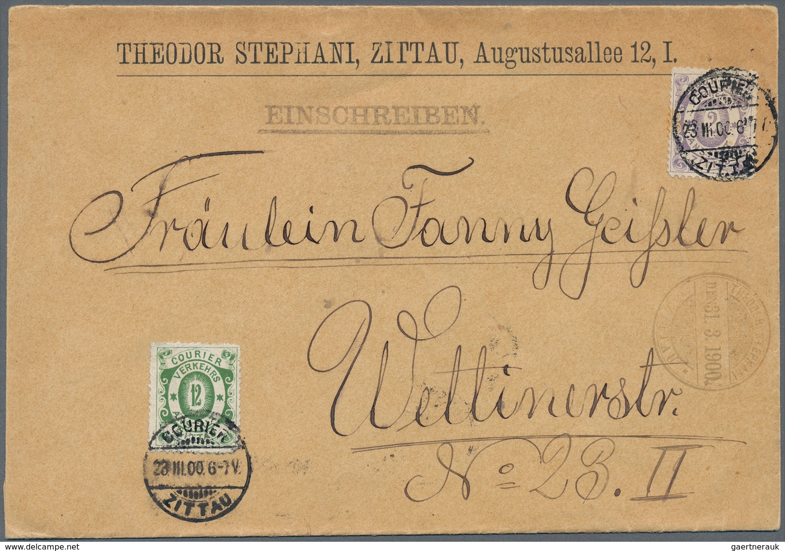 Deutsches Reich - Privatpost (Stadtpost): Zittau Courier-Verkehrsanstalt 1900 2 Pfennig Violett Und - Privatpost