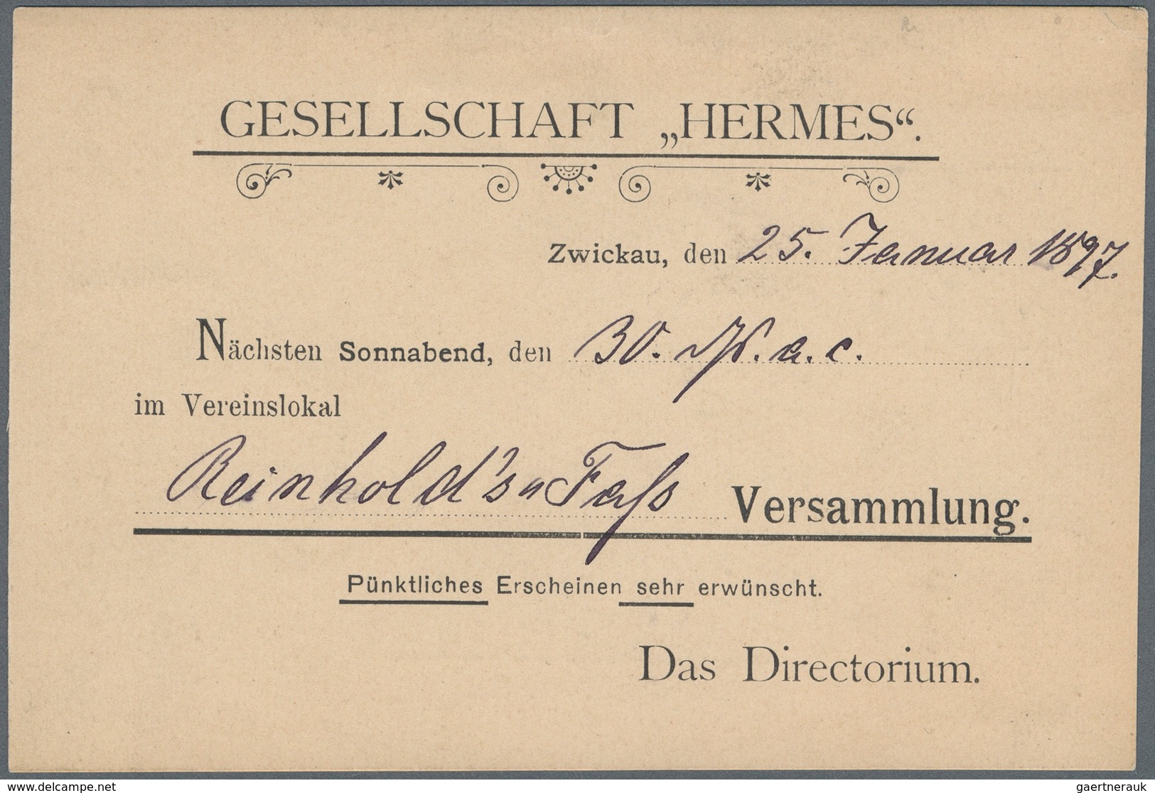 Deutsches Reich - Privatpost (Stadtpost): Zwickau P. Haak 1897 2 Pfennig Lila Auf Drucksache Von Der - Privatpost