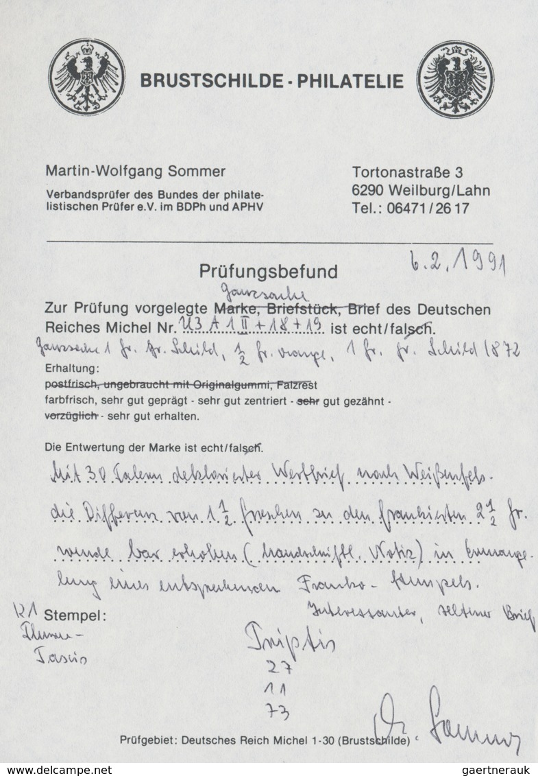 Deutsches Reich - Ganzsachen: 1872, Großer Schild GA-Umschlag 1 Gr. Mit ½ Gr. Und 1 Gr. Als Wertbrie - Autres & Non Classés