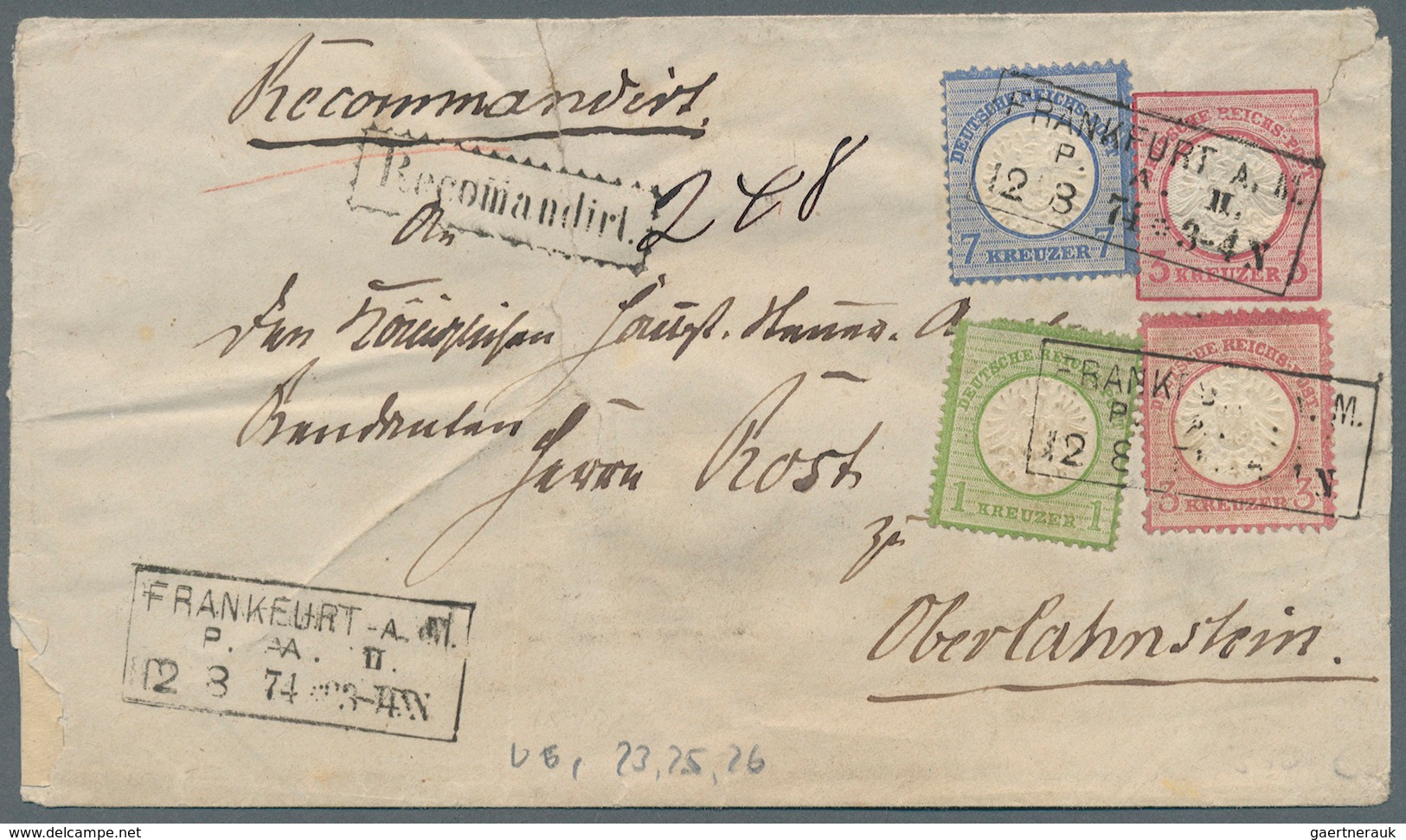 Deutsches Reich - Ganzsachen: 1873, 3 Kr. GA-Umschlag Ohne Überdruck Mit Zusatzfrankatur 1 Kr. Grün - Other & Unclassified