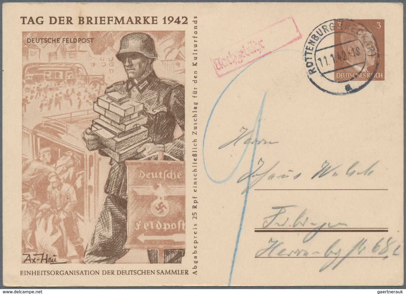 Deutsches Reich - Ganzsachen: 1942 Bildpostkarte Zum Tag Der Briefmarke Mit Abbildung Der Deutschen - Otros & Sin Clasificación