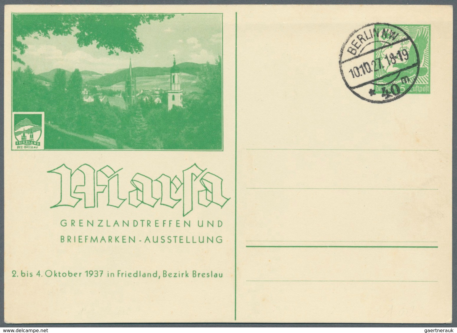 Deutsches Reich - Privatganzsachen: 1937, Privat-Postkarte 5 Pf Luftpost "Marsa Grenzlandtreffen Und - Andere & Zonder Classificatie