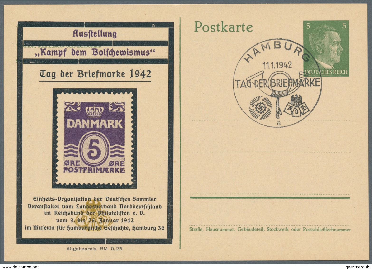 Deutsches Reich - Privatganzsachen: 1942, Kpl. Serie Von 10 Privat-Postkarten 5 Pf Hitler "Ausstellu - Andere & Zonder Classificatie