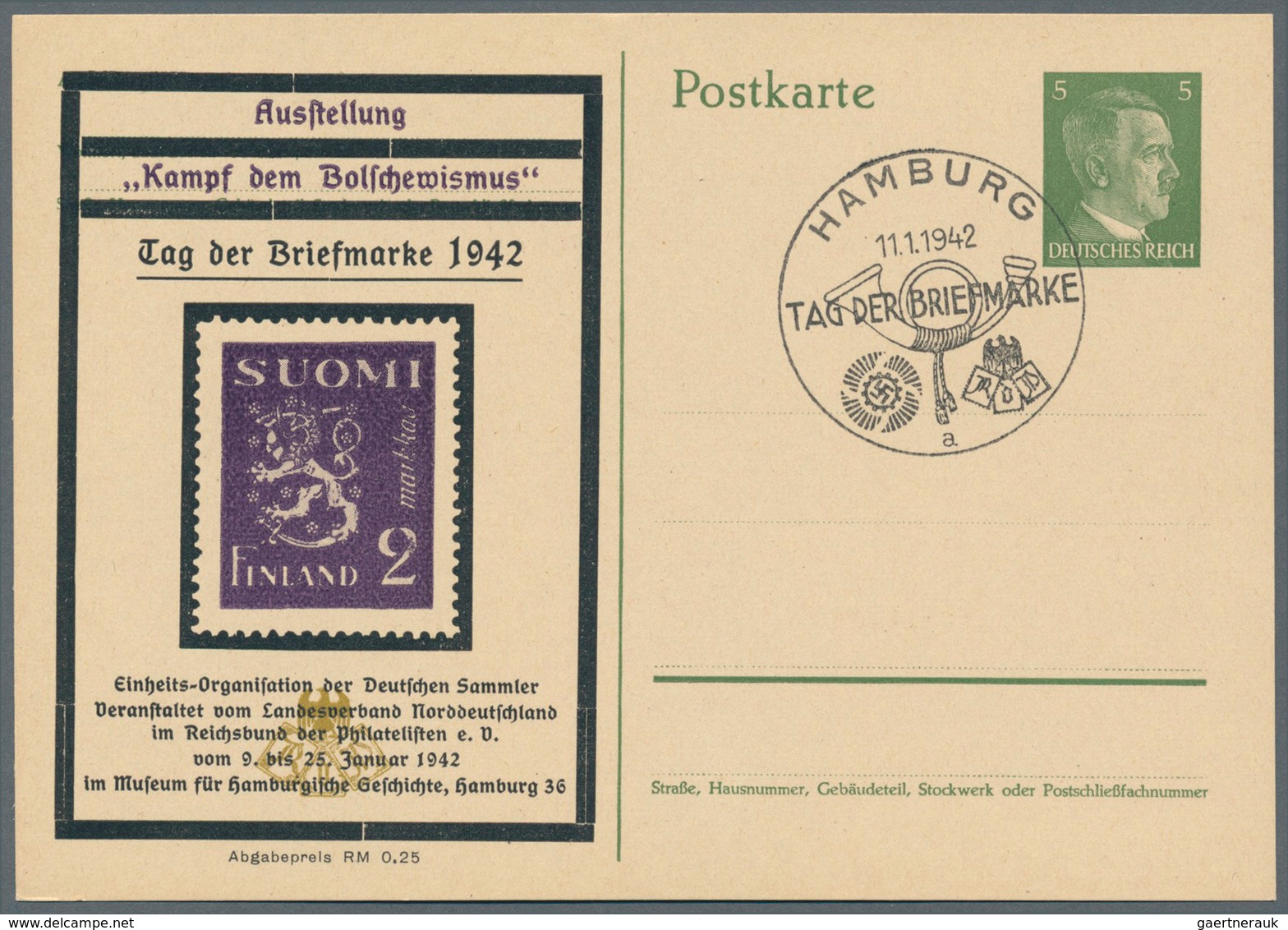 Deutsches Reich - Privatganzsachen: 1942, Kpl. Serie Von 10 Privat-Postkarten 5 Pf Hitler "Ausstellu - Autres & Non Classés