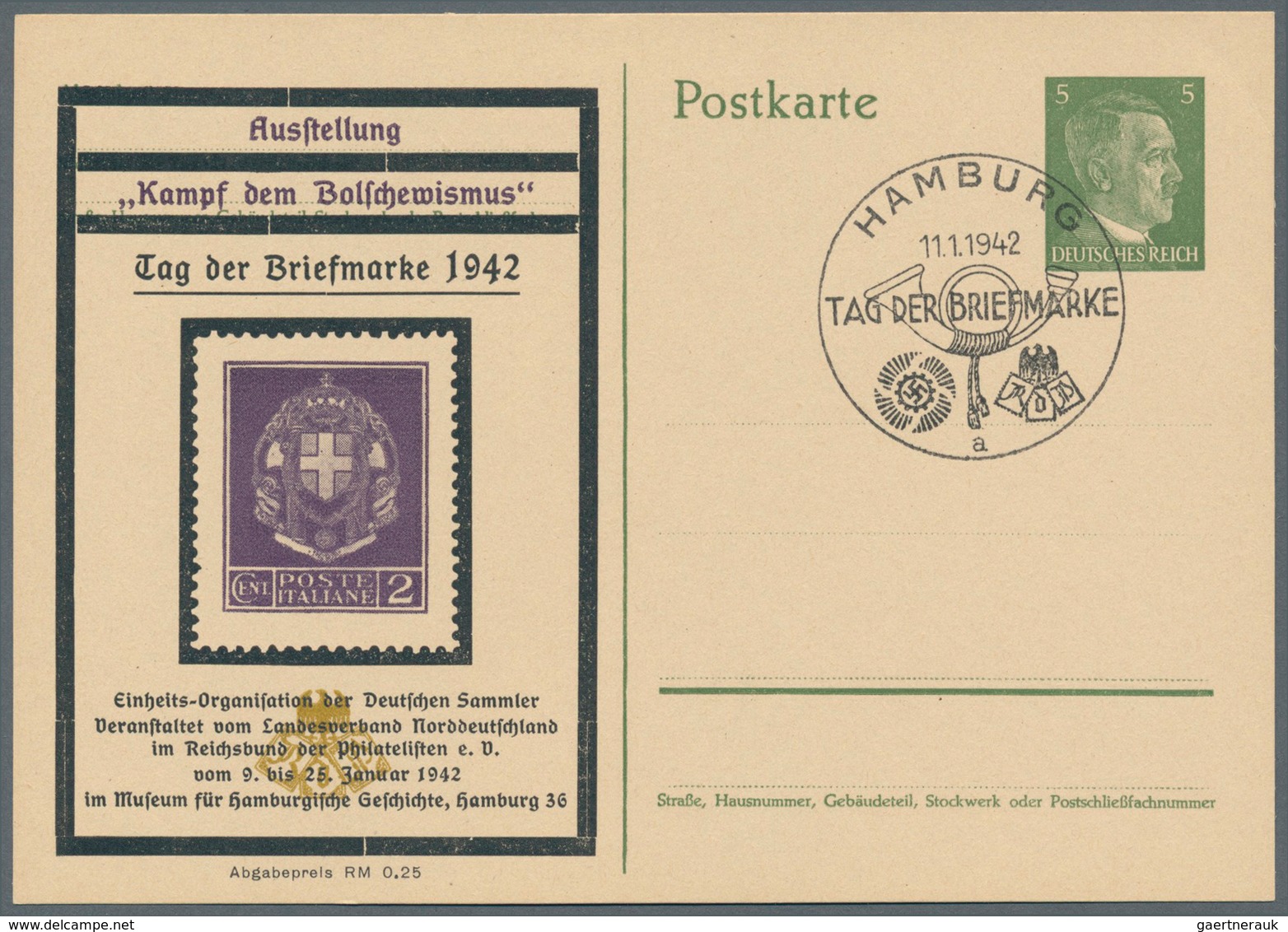 Deutsches Reich - Privatganzsachen: 1942, Kpl. Serie Von 10 Privat-Postkarten 5 Pf Hitler "Ausstellu - Andere & Zonder Classificatie