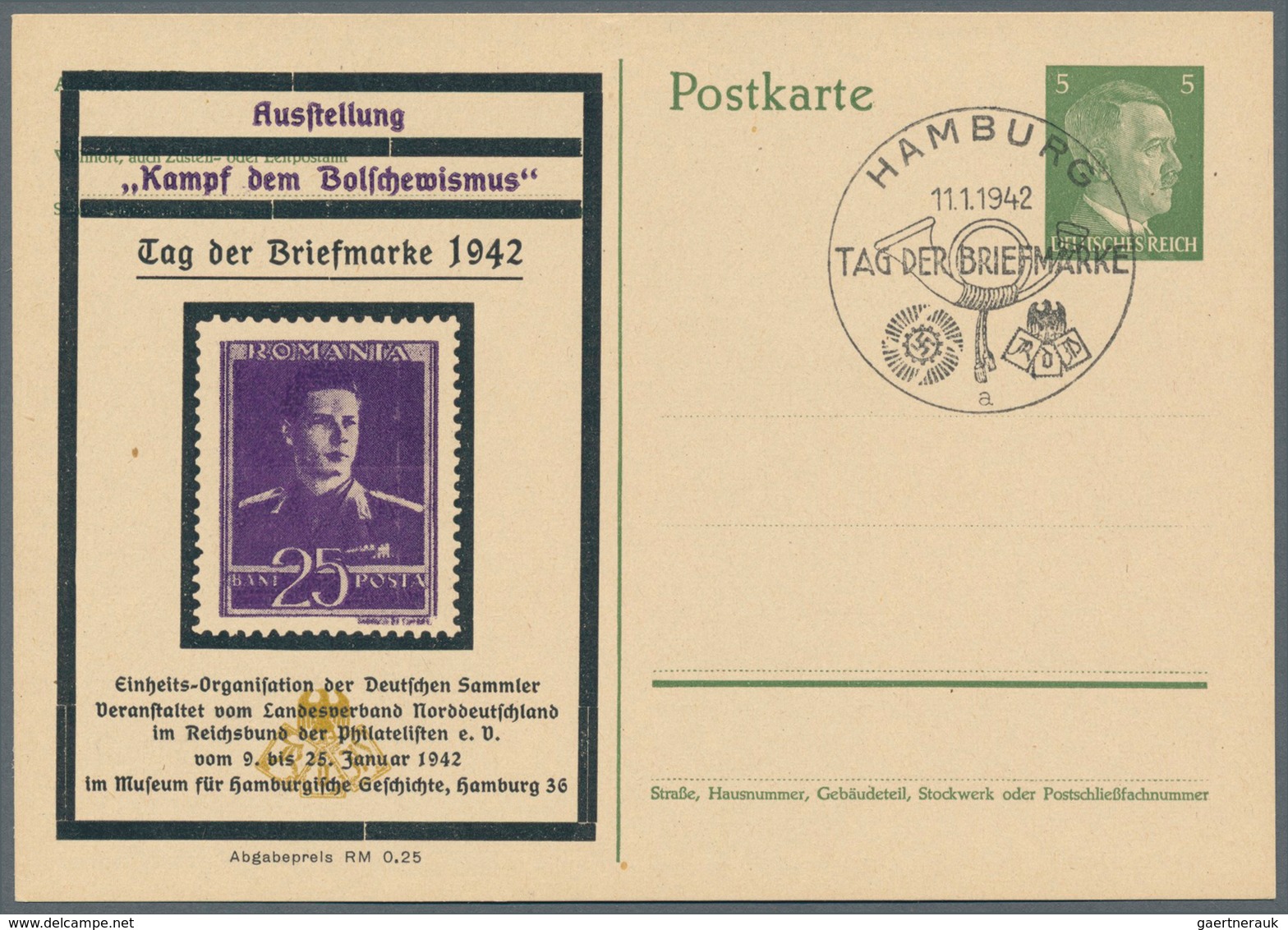 Deutsches Reich - Privatganzsachen: 1942, kpl. Serie von 10 Privat-Postkarten 5 Pf Hitler "Ausstellu