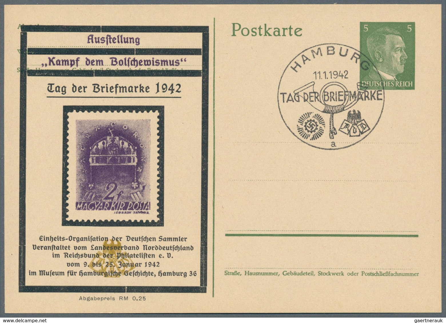 Deutsches Reich - Privatganzsachen: 1942, kpl. Serie von 10 Privat-Postkarten 5 Pf Hitler "Ausstellu