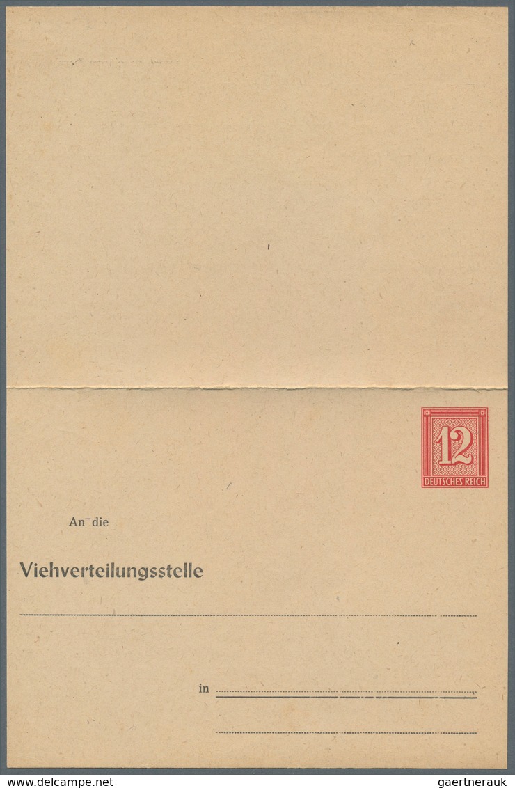 Deutsches Reich - Privatganzsachen: 1941 (ca.), Klappkarte 12 Pf Rot Wertziffer "An Die Viehverteilu - Sonstige & Ohne Zuordnung