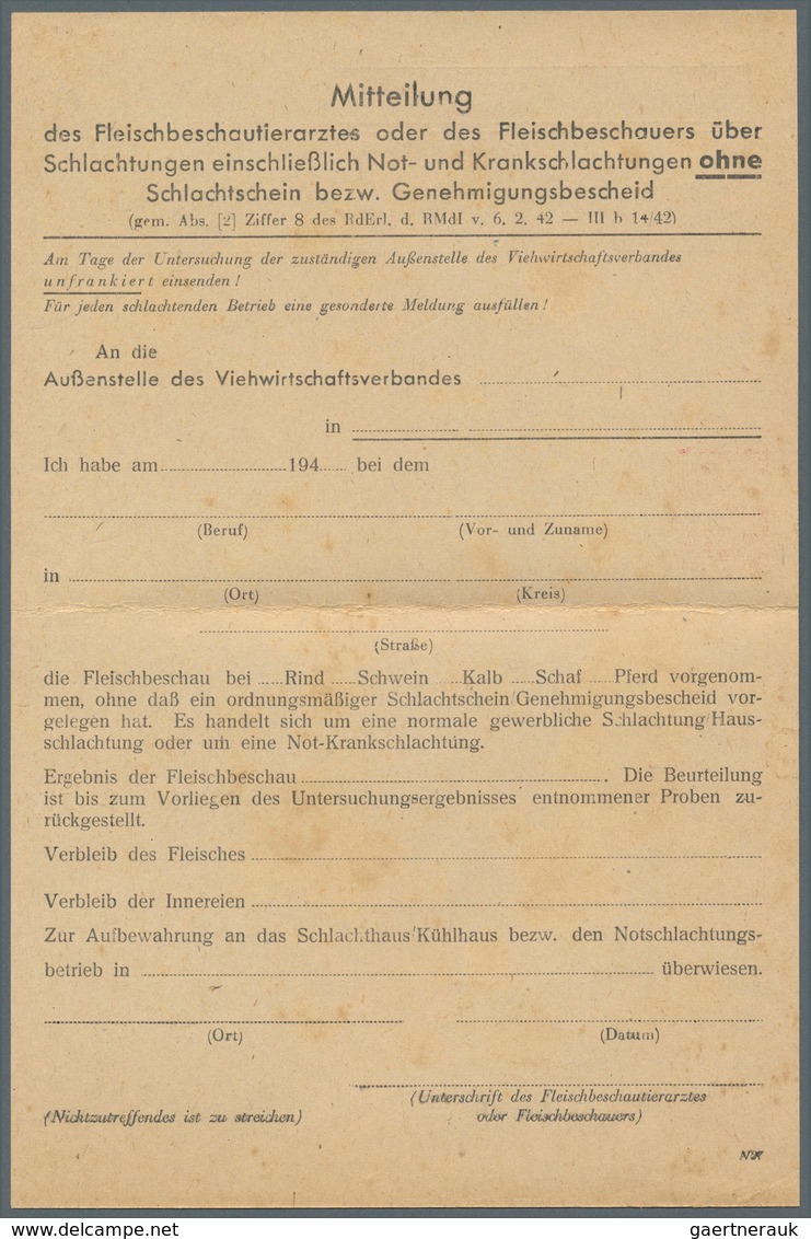 Deutsches Reich - Privatganzsachen: 1941 (ca.), Klappkarte 12 Pf Rot Wertziffer "An Die Viehverteilu - Andere & Zonder Classificatie