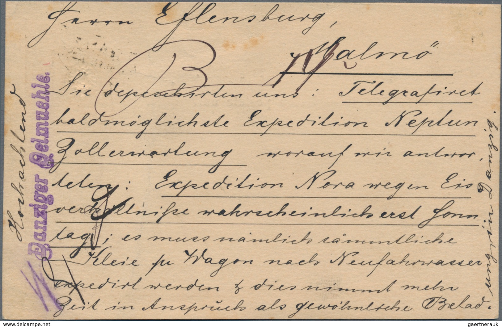 Deutsches Reich - Stempel: 1888, "DANZIG 3 SCHAFFNER-BAHNPOST 9.2.88 Auf 10 Pfg. Ganzsachenkarte P 1 - Machines à Affranchir (EMA)