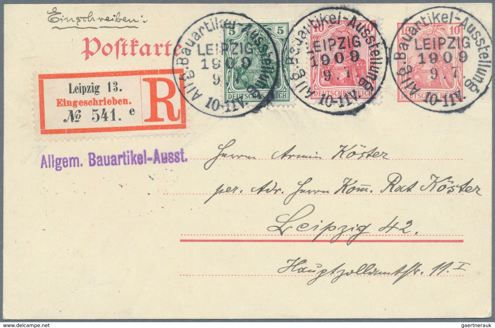 Deutsches Reich - Stempel: "LEIPZIG 13 ALLGEM. BAUARTIKEL-AUSST.", Seltener Sonder-R-Zettel Auf Deko - Franking Machines (EMA)