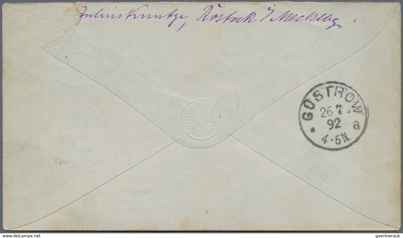 Deutsches Reich - Stempel: 1892, "ROSTOCK (MECKL.) AUSSTELLUNGSPLATZ 26/7 92", Seltener Sonderstempe - Franking Machines (EMA)