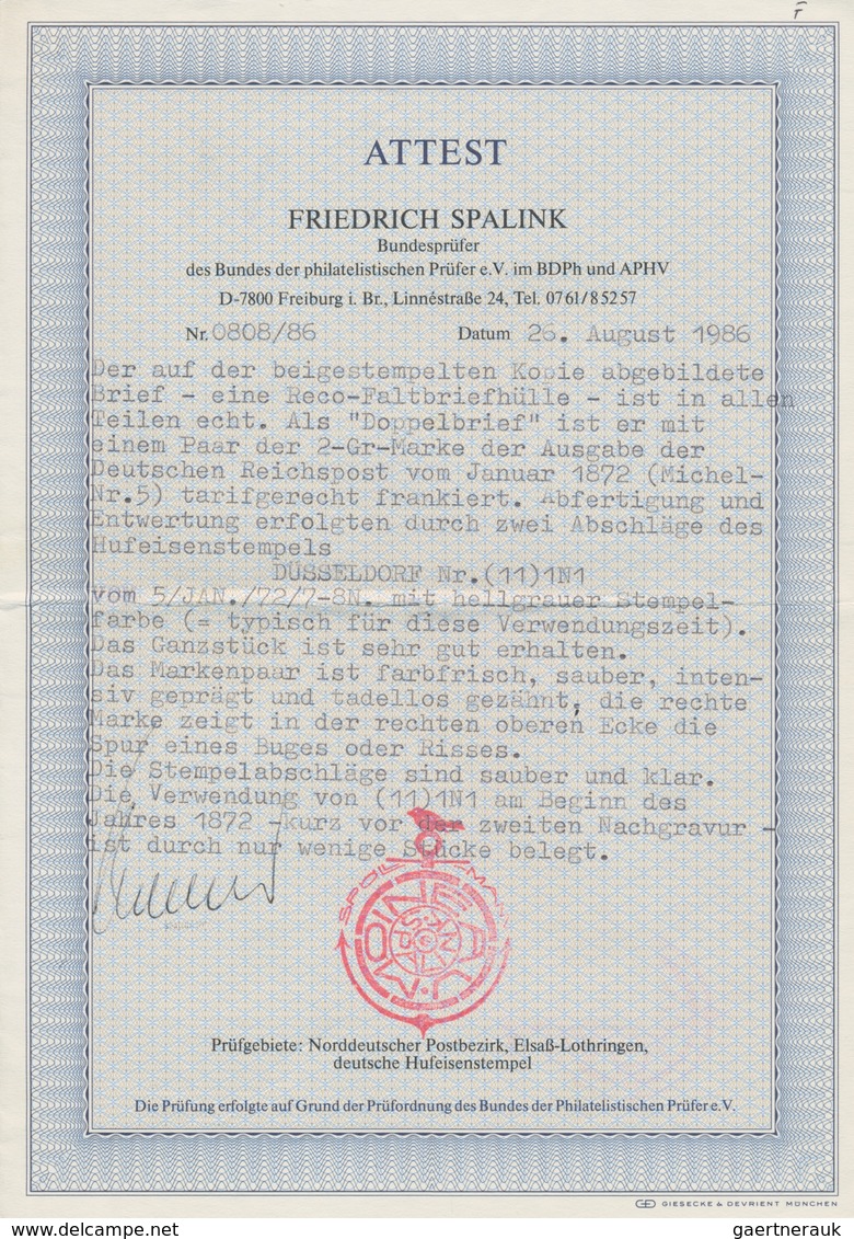 Deutsches Reich - Hufeisenstempel: DÜSSELDORF 5 JAN. 72 Hufeisenstempel Auf R-Brief Mit Kl. Schild 2 - Machines à Affranchir (EMA)