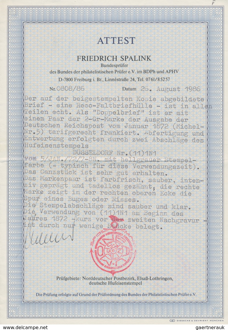 Deutsches Reich - Hufeisenstempel: DÜSSELDORF 5 JAN. 72 Hufeisenstempel Auf R-Brief Mit Kl. Schild 2 - Frankeermachines (EMA)