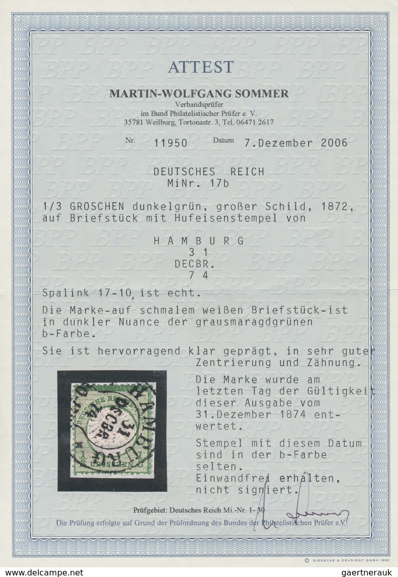 Deutsches Reich - Hufeisenstempel: HAMBURG 31 DECBR (18)74 LETZTTAGS-STEMPEL Auf Gr. Schild 1/3 Gr D - Machines à Affranchir (EMA)