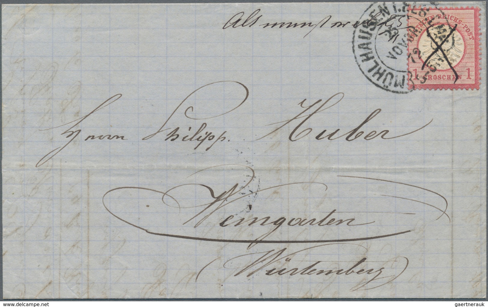 Deutsches Reich - Hufeisenstempel: 1872, Bahnpost-Brief Mit Hds. "Altmünsterol" Und Hufeisenst. "MÜH - Franking Machines (EMA)