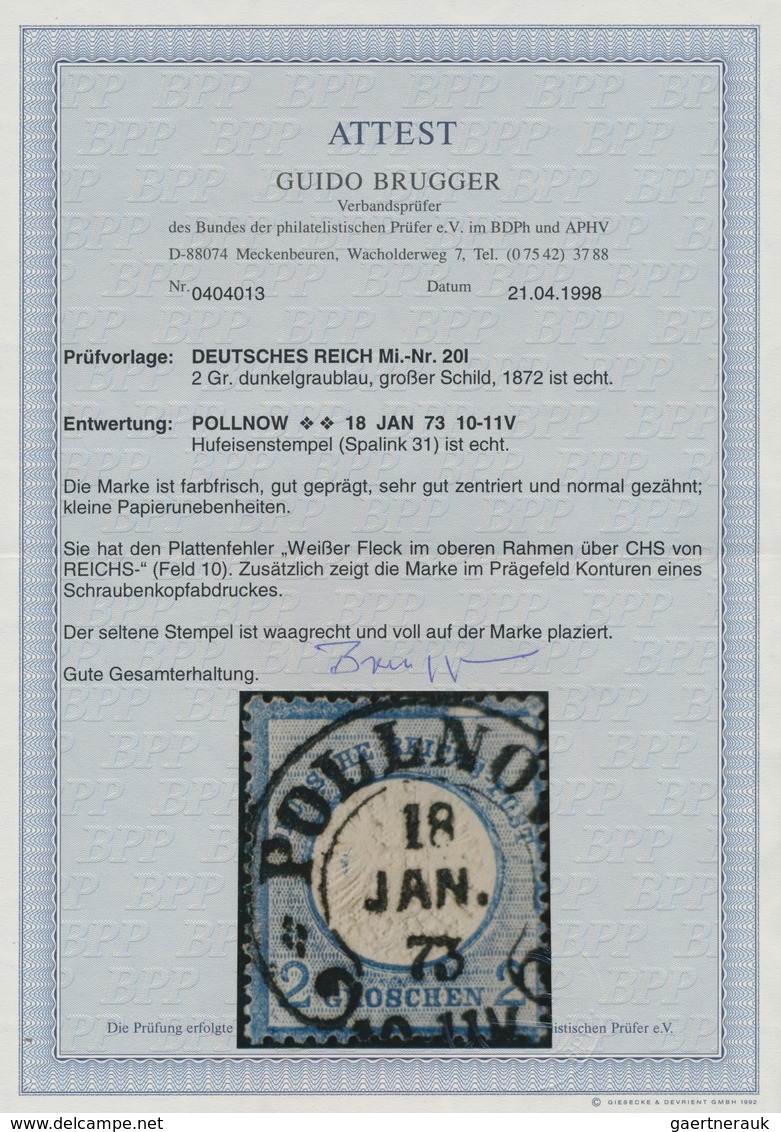 Deutsches Reich - Hufeisenstempel: POLLNOW 18 JAN 73, Zentrischer Idealstempel Auf Großer Schild 2 G - Maschinenstempel (EMA)