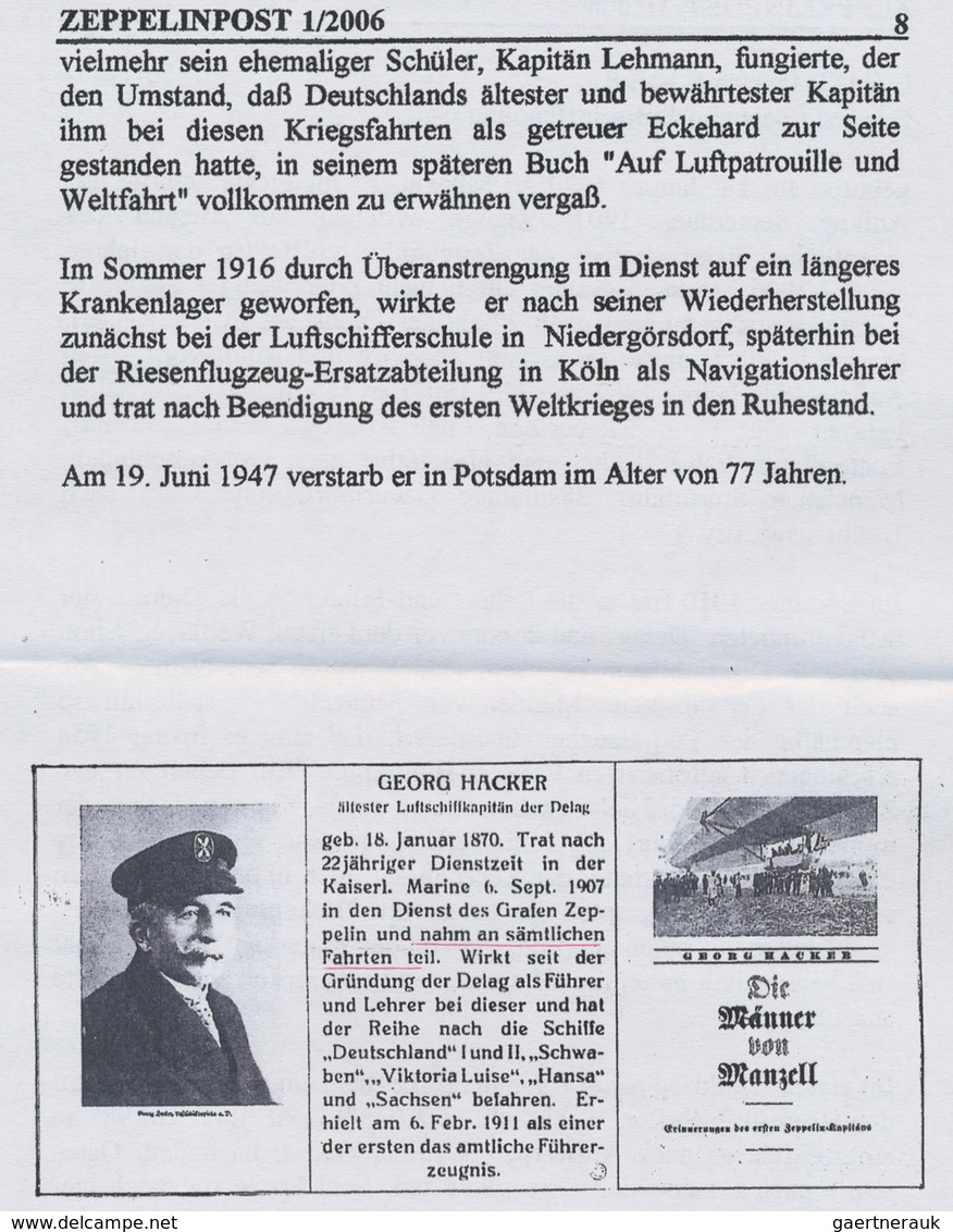 Deutsches Reich - Besonderheiten: 1907, Eigenhändige Von Georg Hacker, Erster Zeppelinkapitän (LZ 3) - Sonstige & Ohne Zuordnung