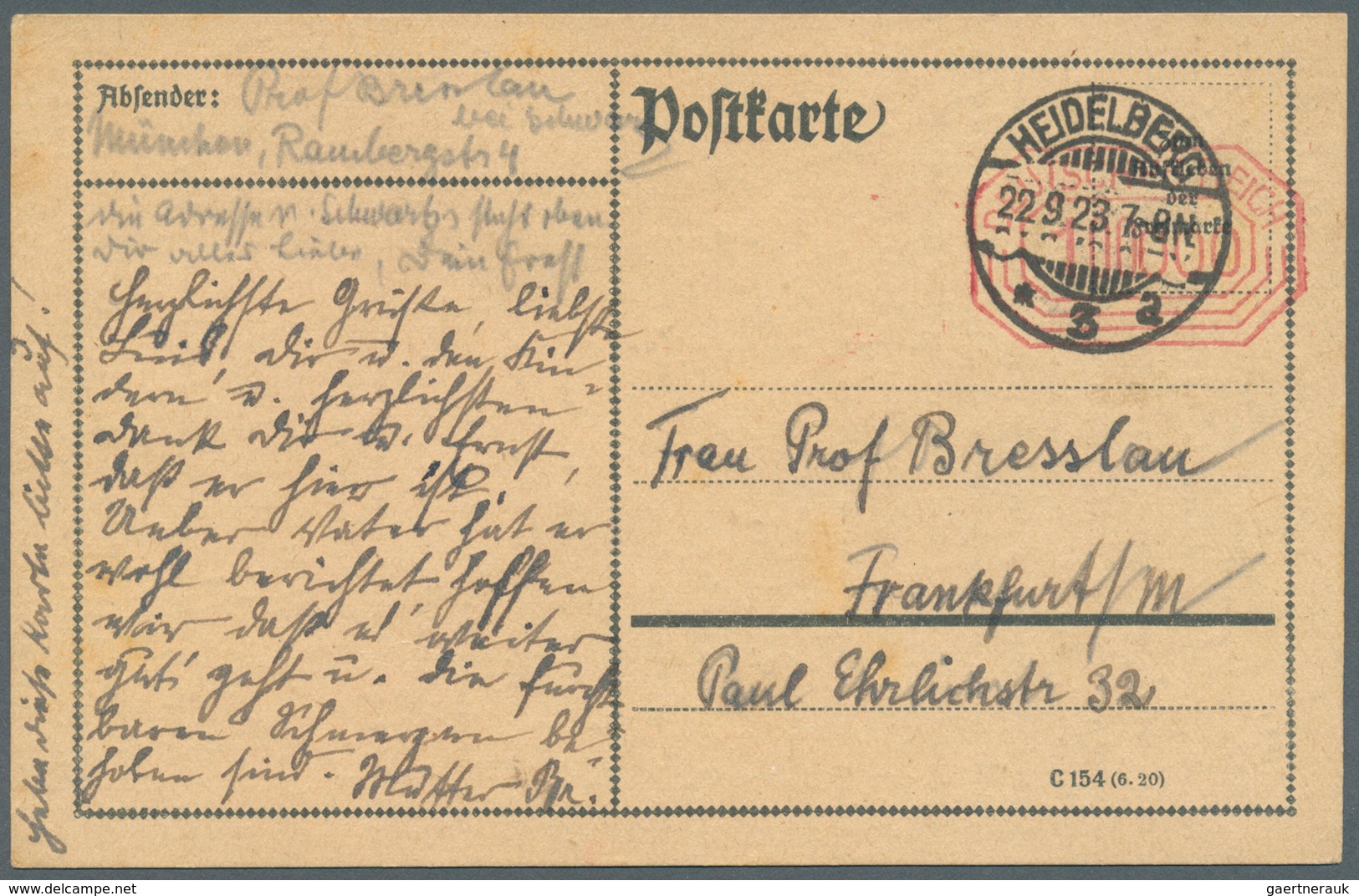 Deutsches Reich - Besonderheiten: 1923, Postfreistempel "100.000 (M.)" Ohne Aufgabestempel Auf Formb - Andere & Zonder Classificatie