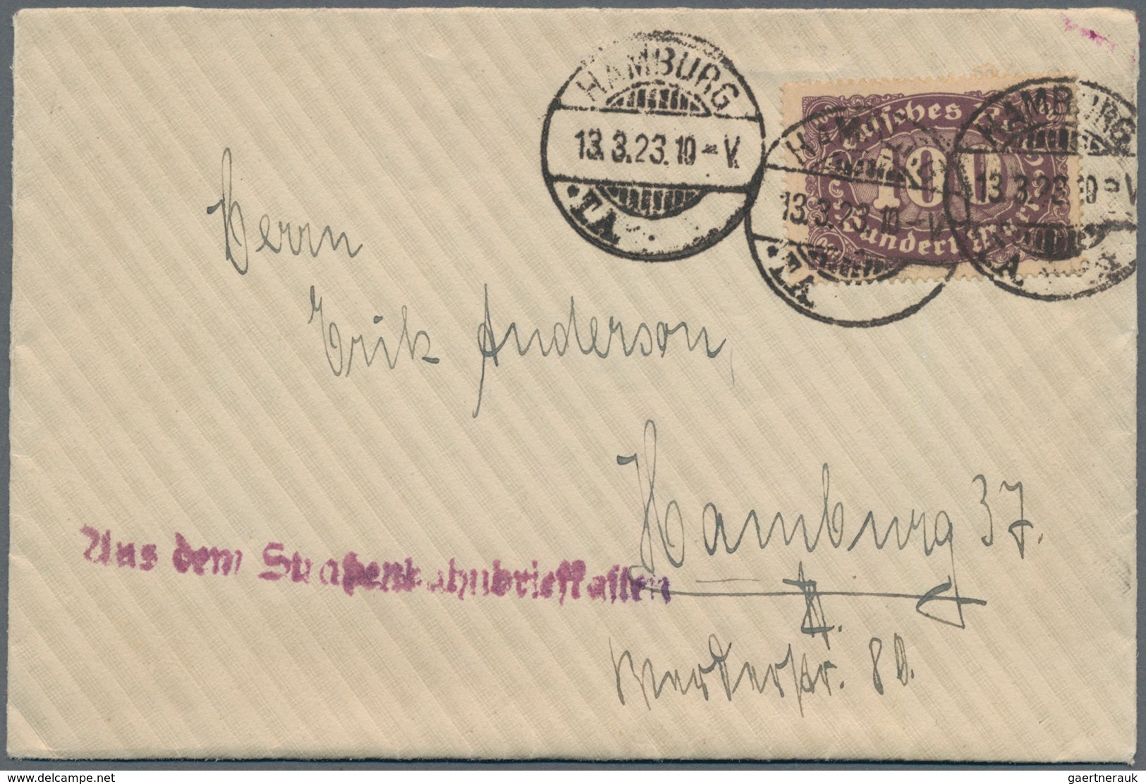 Deutsches Reich - Besonderheiten: 1923, 2 Belege "Aus Dem Straßenbahnbriefkasten". 1. Mit Nachporto - Sonstige & Ohne Zuordnung