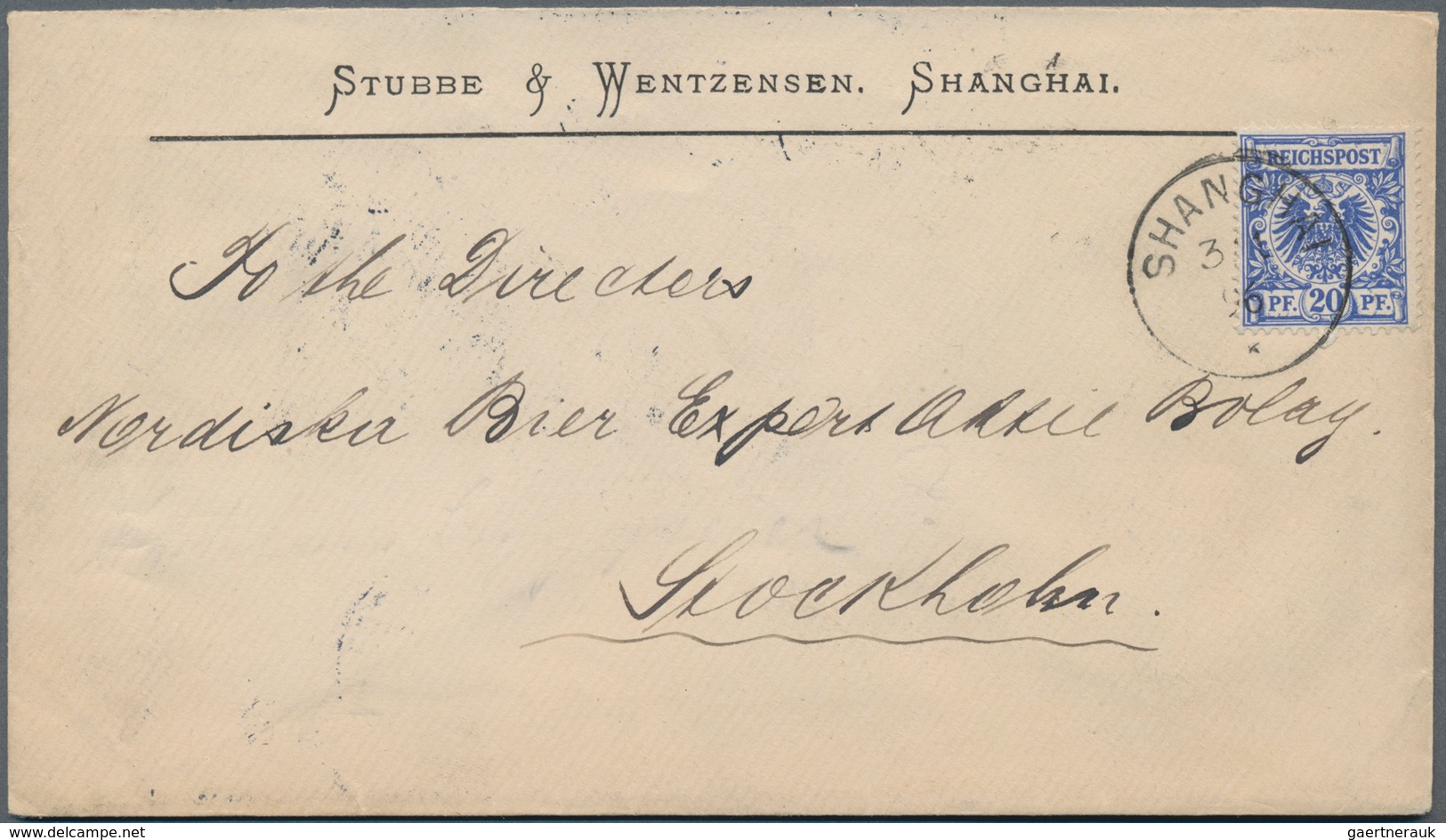 Deutsche Post In China - Vorläufer: 1890, Envelope Addressed To Stockholm, Sweden, Bearing Michel V4 - China (offices)