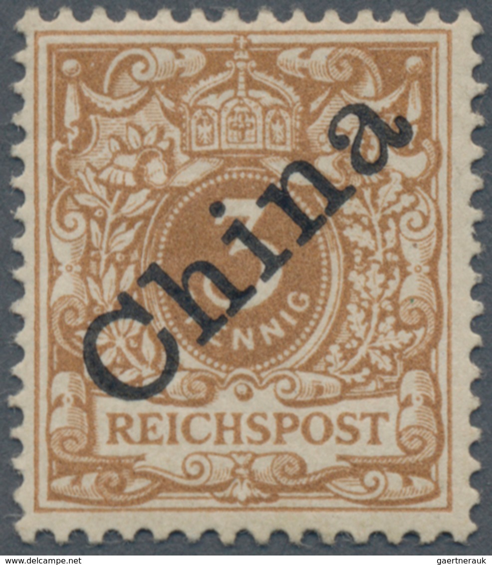 Deutsche Post In China: 1898, 3 Pfg. Diagonaler Aufdruck In Der Besseren Farbe HELLOCKER, "farbfrisc - Deutsche Post In China