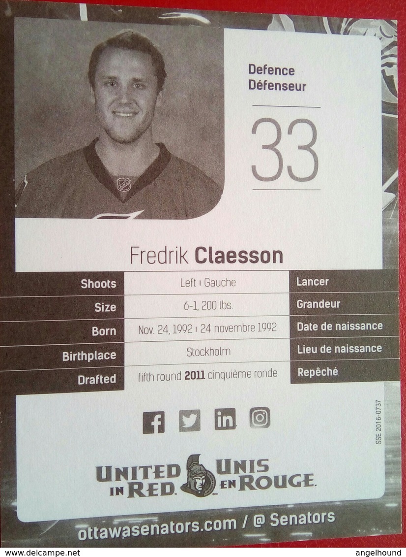 Ottawa Senators Fredrik Claesson - 2000-Nu