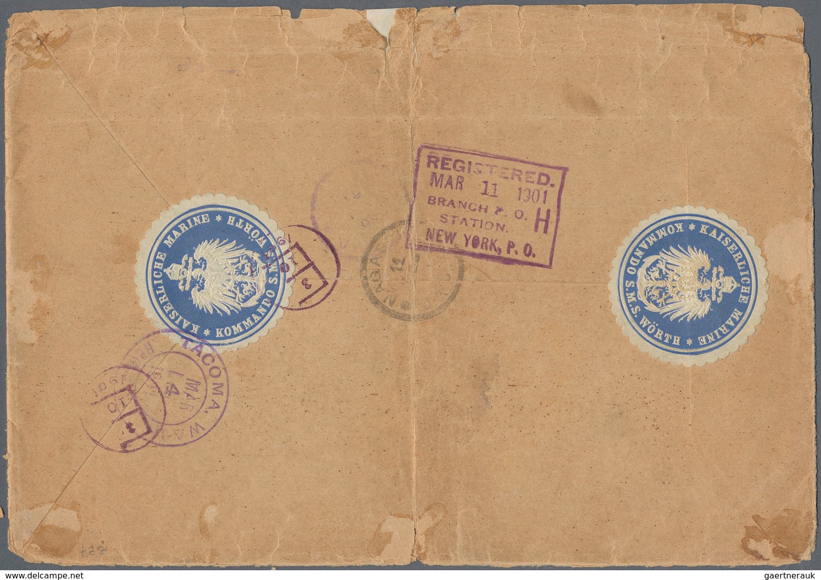 Deutsche Post In China: 1901, 20 Pfg. Steiler Aufdruck, Zwei Senkrechte Paare Auf R-Brief De 3.Gewic - Chine (bureaux)