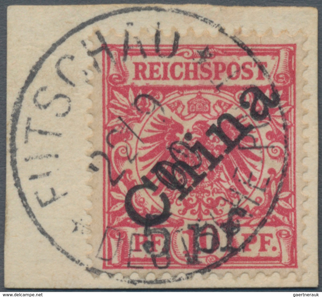 Deutsche Post In China: 1900, Futschau-Provisorium, 5 Pf Auf 10 Pfg. Diagonaler Aufdruck, Farbfrisch - China (oficinas)
