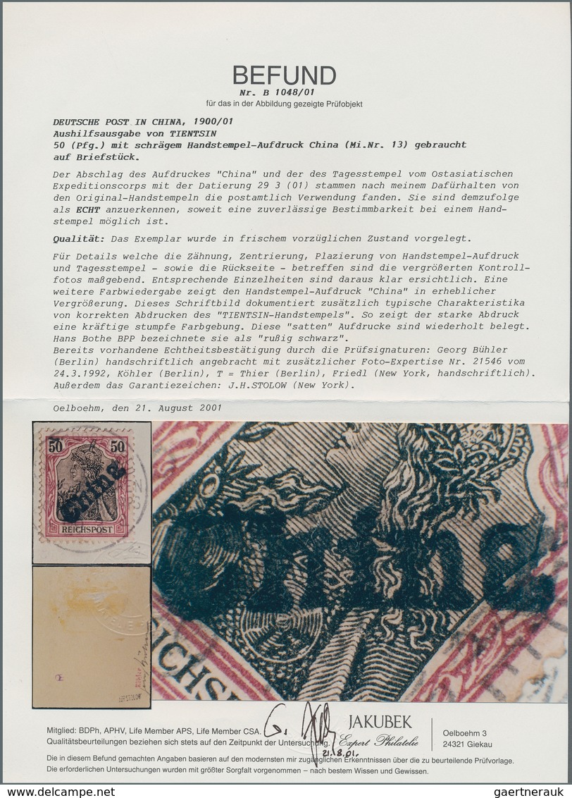 Deutsche Post In China: 1900, 50 Pfg. Germania Mit Diagonalem Handstempelaufdruck "China", Ideal Zen - China (oficinas)