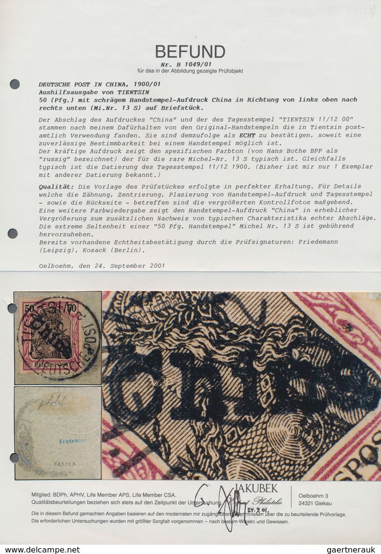 Deutsche Post In China: 1900, 50 Pfg. Germania Mit CHINA-Handstempelaufdruck Von LINKS OBEN NACH REC - Deutsche Post In China