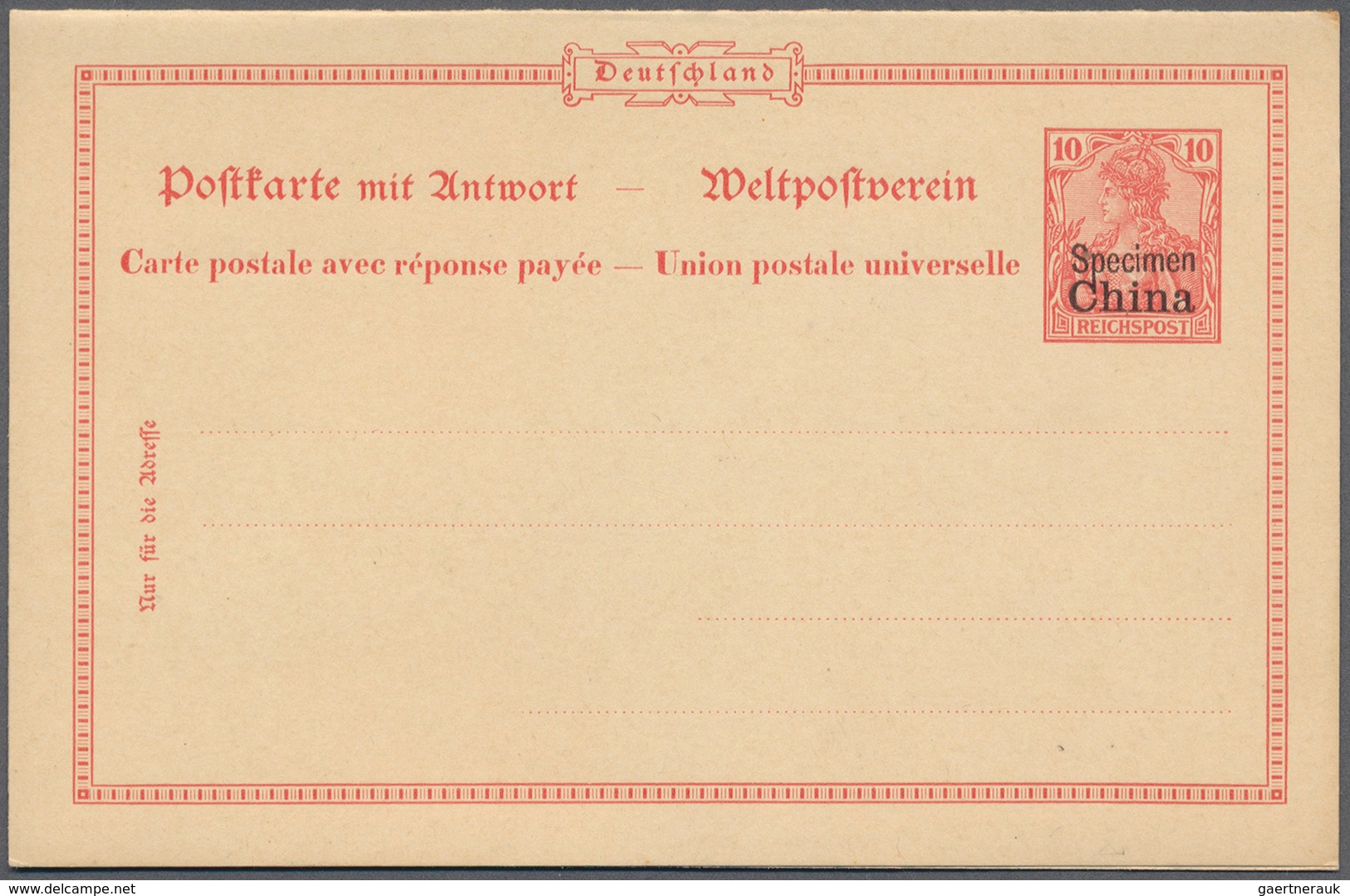 Deutsche Post In China - Ganzsachen: 1901, 10 Pfg. Germania Reichspost Mit Aufdruck, Doppelkarte, Pr - Deutsche Post In China