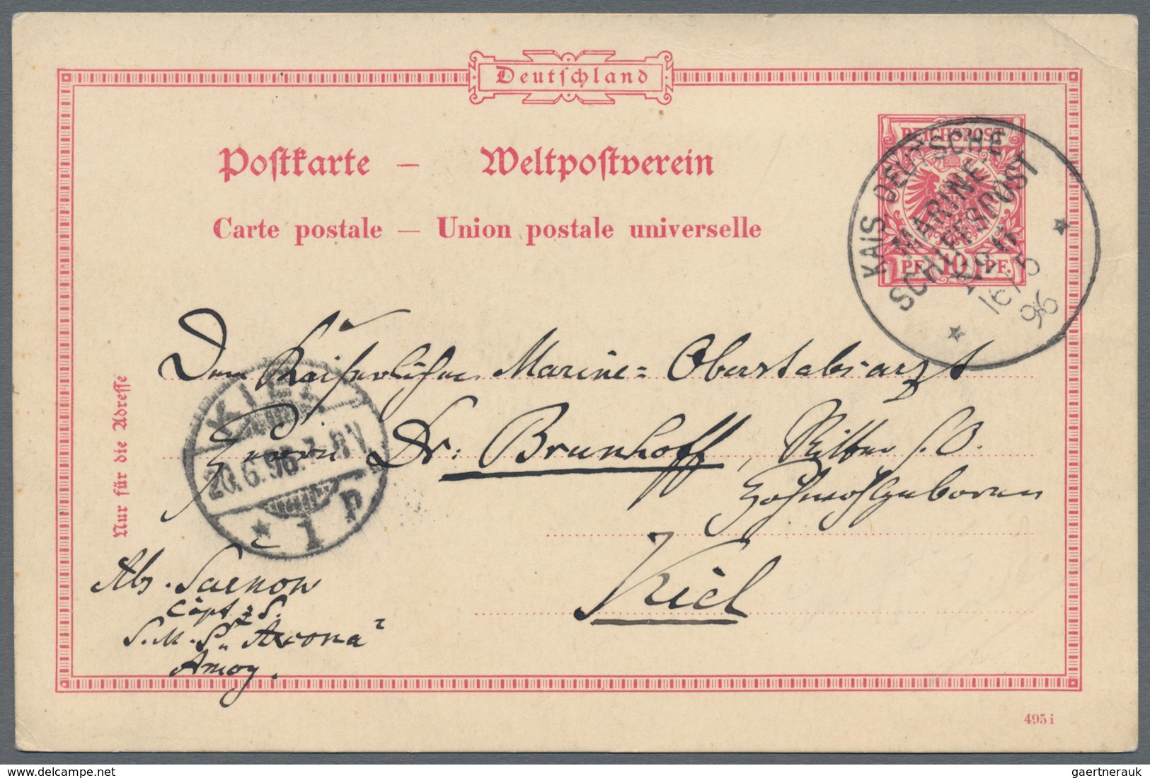 Deutsche Post In China - Besonderheiten: 1896/1912, Sechs Belege (u.a. Japan. Schmuckbrief Aus 1895, - Cina (uffici)