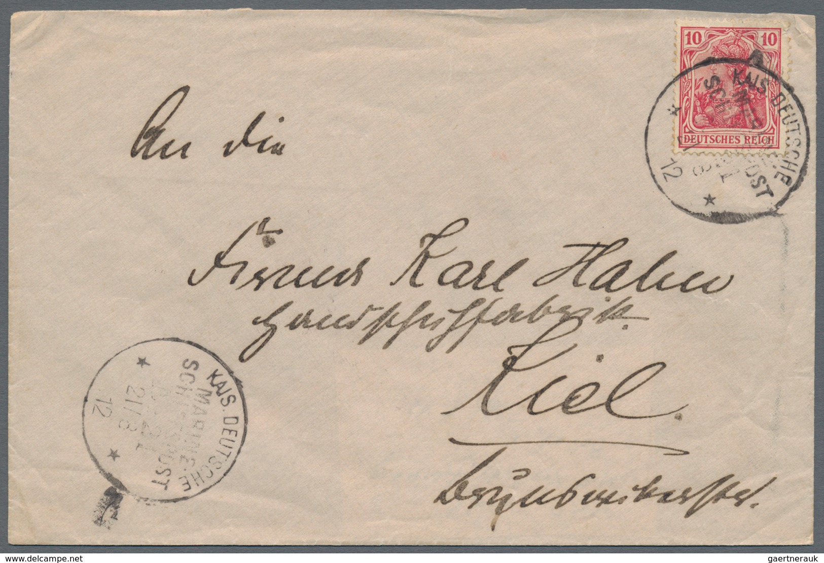 Deutsche Post in China - Besonderheiten: 1896/1912, sechs Belege (u.a. japan. Schmuckbrief aus 1895,