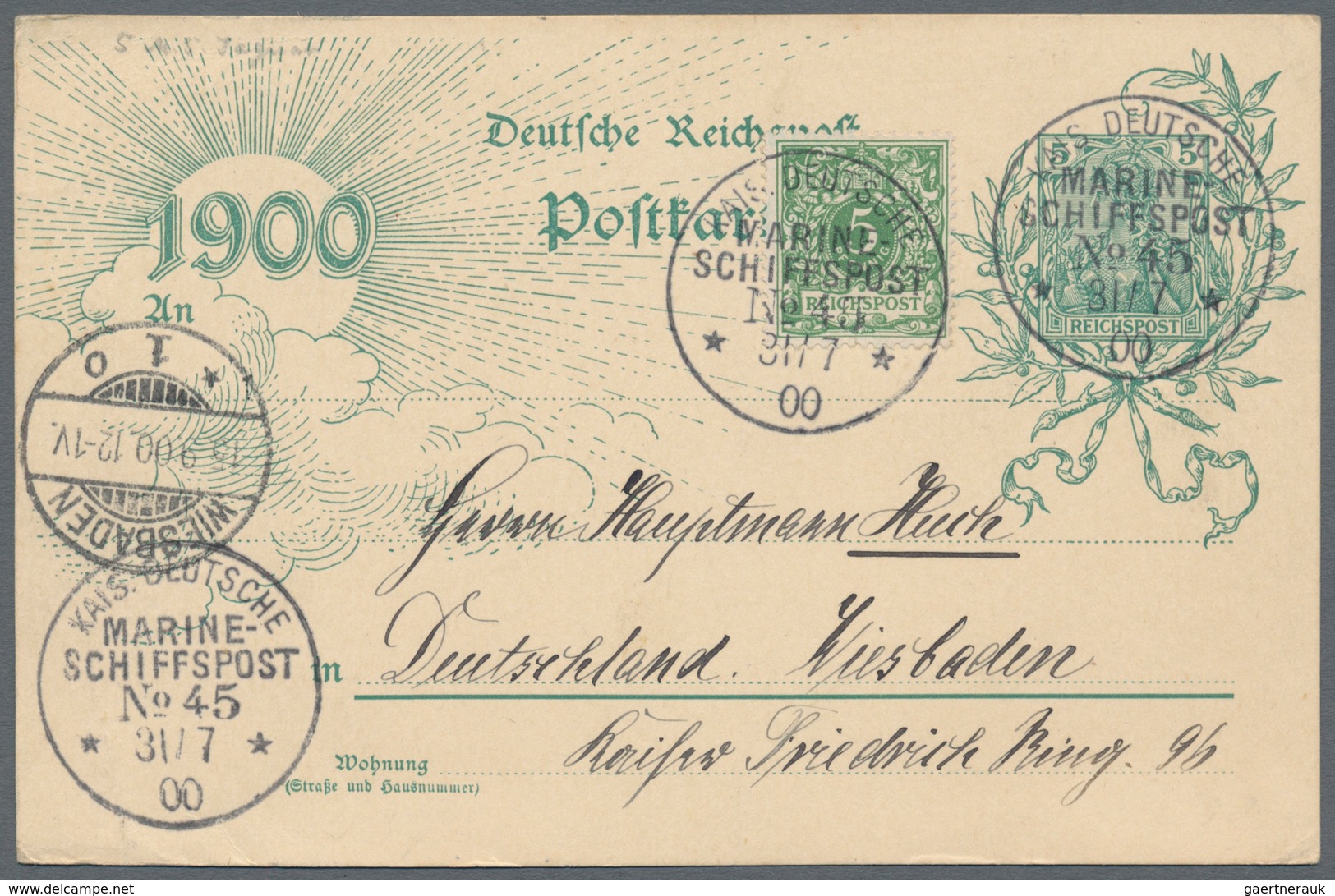 Deutsche Post in China - Besonderheiten: 1896/1912, sechs Belege (u.a. japan. Schmuckbrief aus 1895,