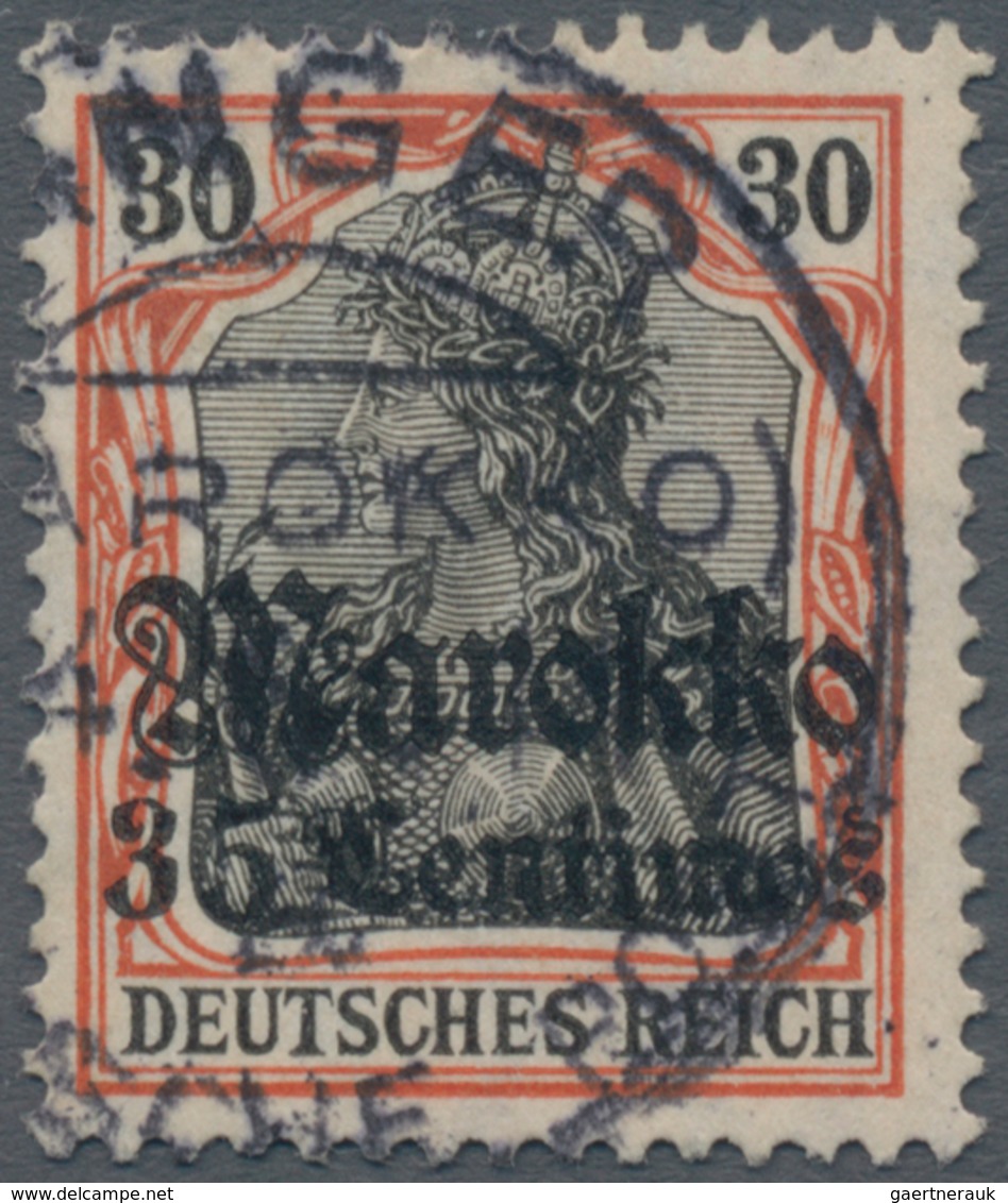 Deutsche Post In Marokko: 1913, 35 C. Auf 30 Pfg. Rötlichorange/schwarz Auf Orangeweiß, Farbfrisch U - Marokko (kantoren)