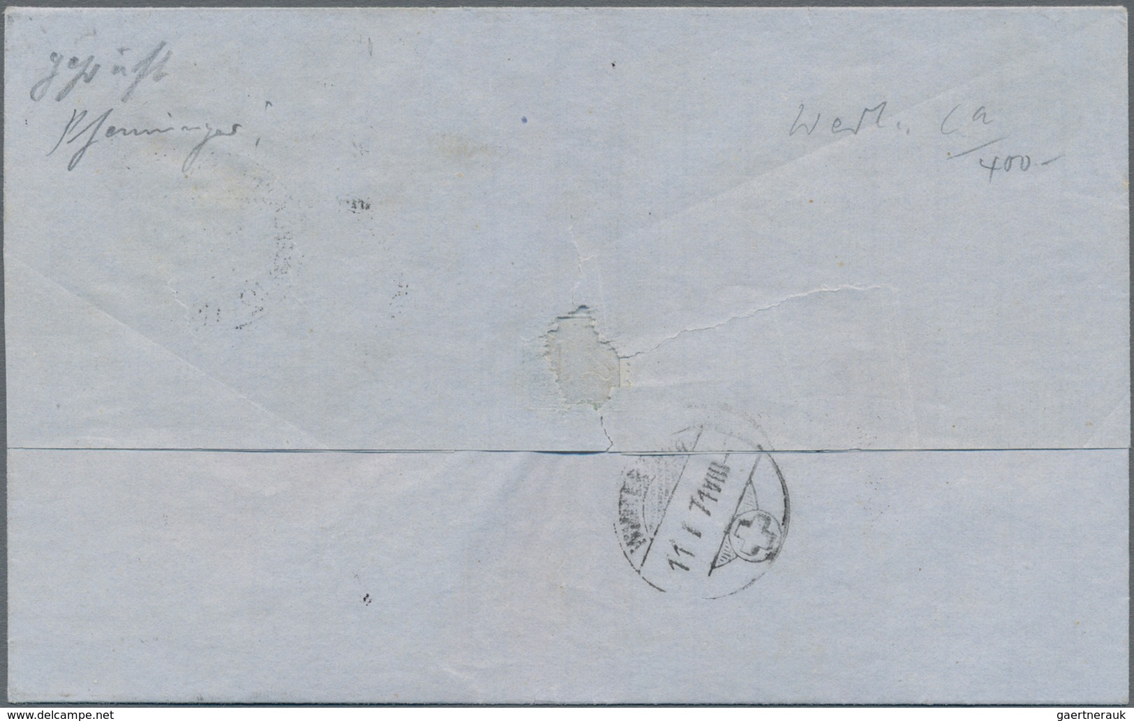 Deutsche Post In Der Türkei - Vorläufer: 1872 (31/1), 2 Gr Ultramarin Im Paar Auf Brief Von Constant - Turkse Rijk (kantoren)