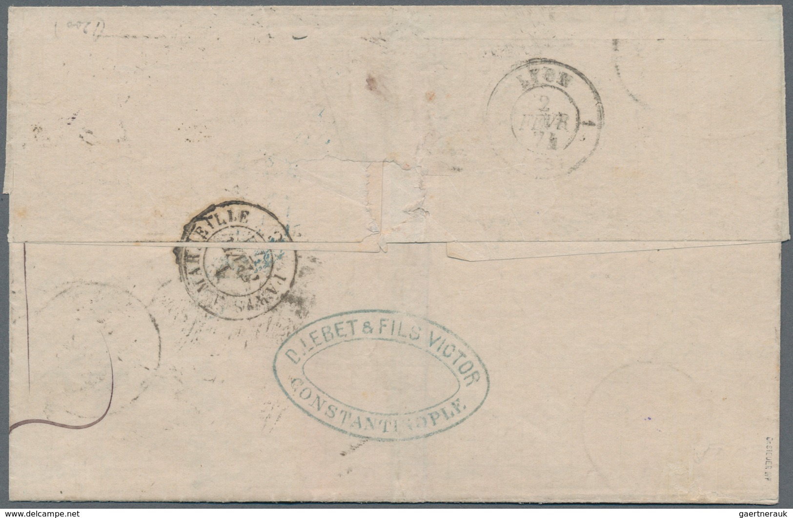 Deutsche Post In Der Türkei - Vorläufer: 1872 Großer Schild 2x ¼ Gr. Violett, 2 Gr. Blau Und 2½ Gr. - Turkse Rijk (kantoren)