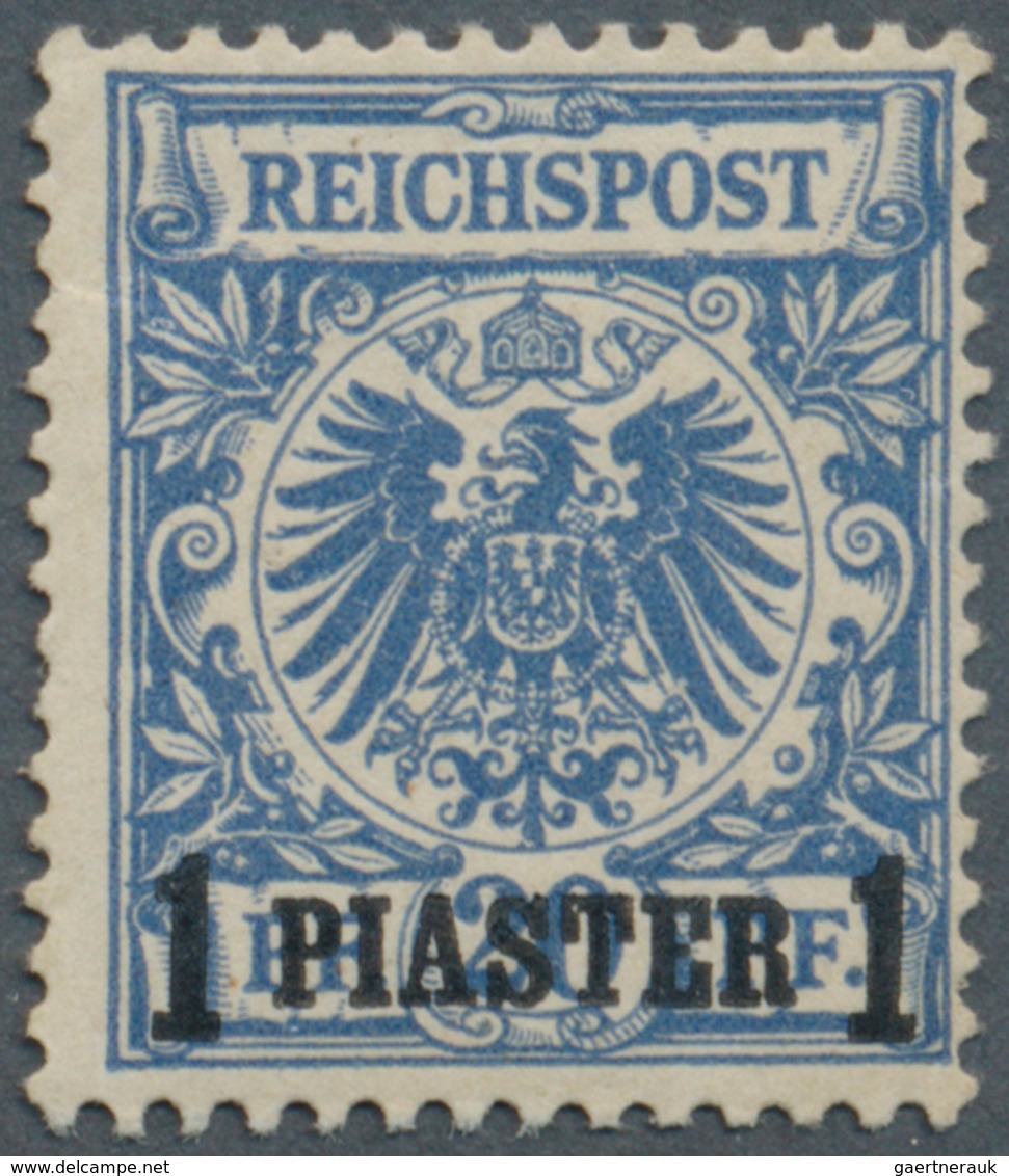 Deutsche Post In Der Türkei: 1899, 1 Pia. Auf 20 Pfg. LEBHAFTGRAUULTRAMARIN, Postfrisch, Links Oben - Deutsche Post In Der Türkei