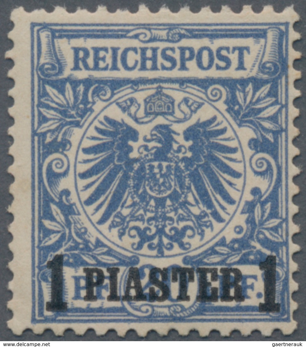 Deutsche Post In Der Türkei: 1893, 20 Pfg. Lebhaftgrauultramarin, Farbfrisches Exemplar, Oben Einige - Turkey (offices)