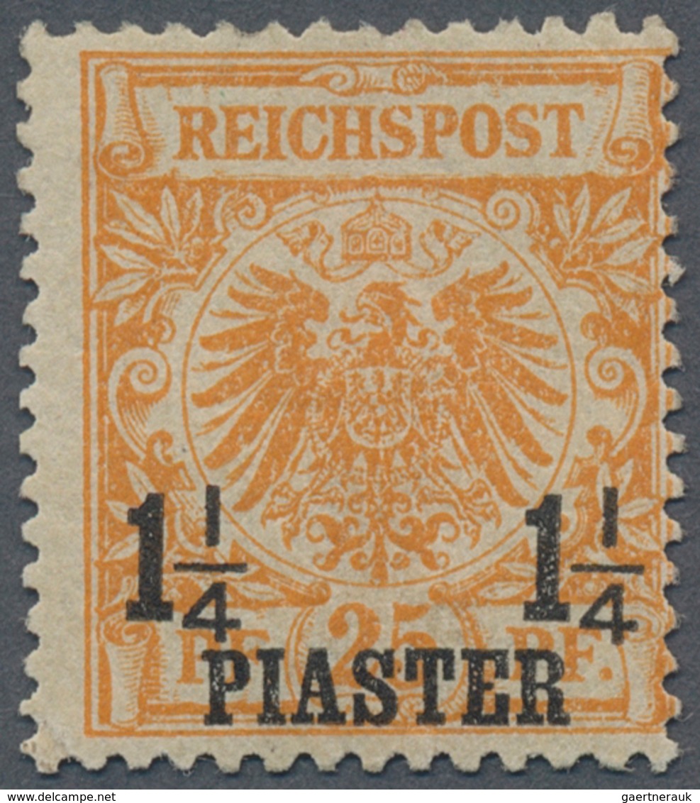 Deutsche Post In Der Türkei: 1889/1890. 1 1/4 Pia Auf 25 Pf, Seltene Erstauflage: Gelborange, Ungebr - Turquie (bureaux)