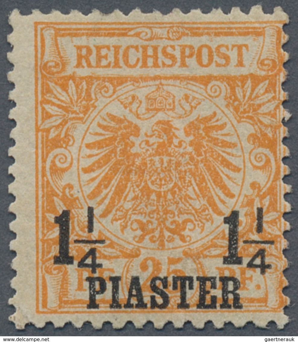 Deutsche Post In Der Türkei: 1889/1890. 1 1/4 Pia Auf 25 Pf, Seltene Erstauflage: Gelborange, Ungebr - Turkse Rijk (kantoren)