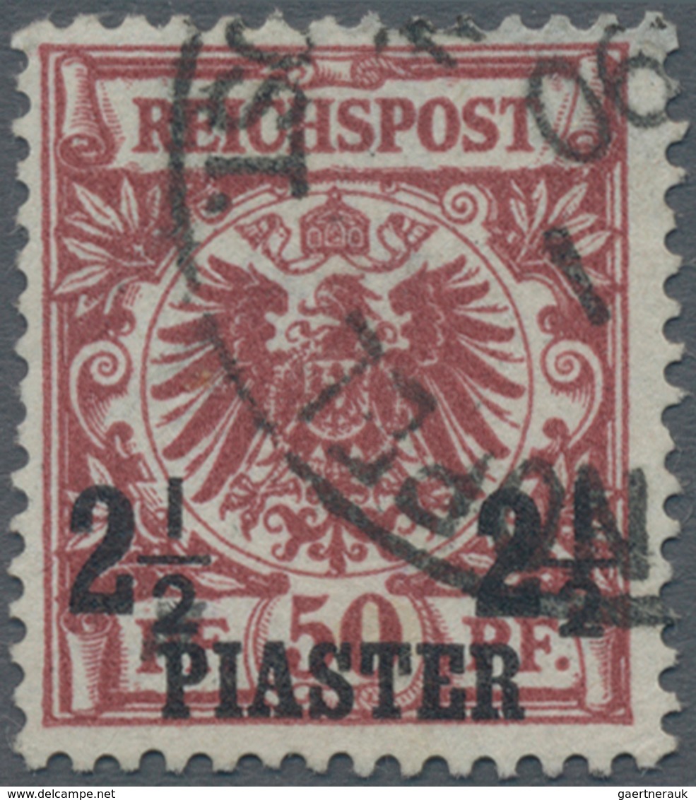 Deutsche Post In Der Türkei: 1890, 2½ Pia. Auf 50 Pfg. Bräunlichkarmin (braunkarmin Quarzend), Farbf - Turquie (bureaux)