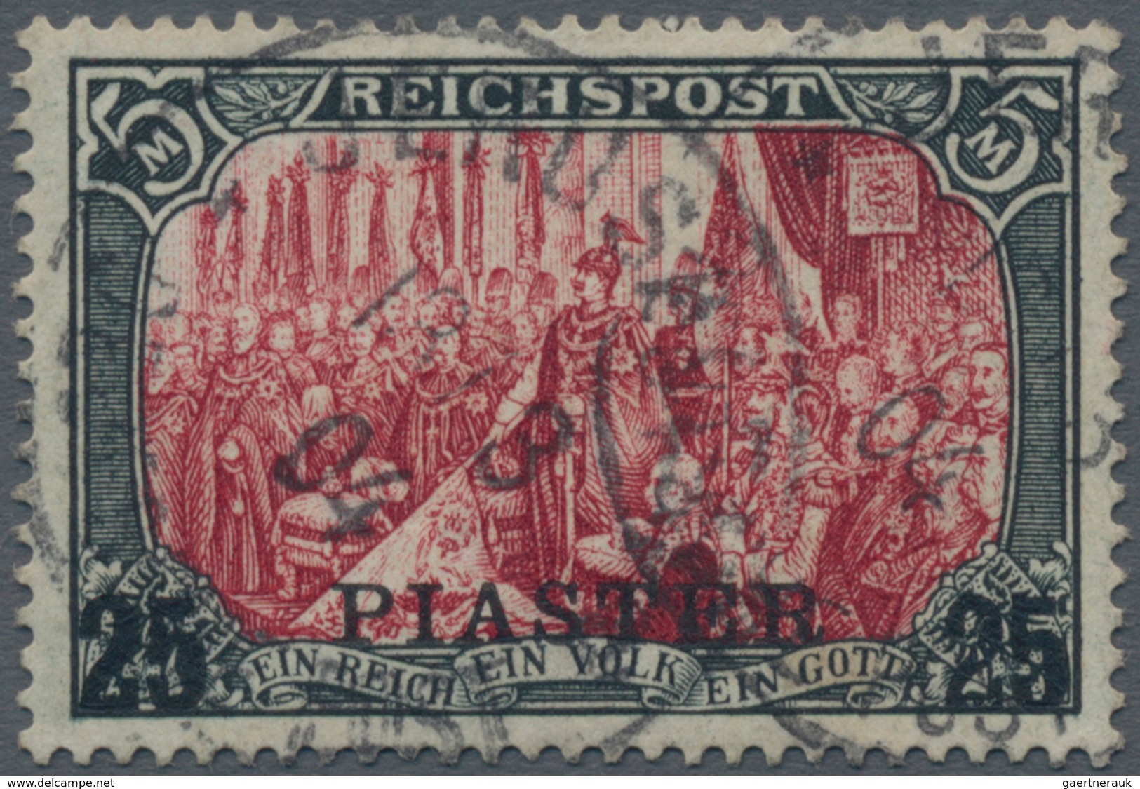 Deutsche Post In Der Türkei: 1900, 25 PIASTER A. 5 Mk Reichspost In Seltener Type I, Sauberes Bedarf - Turkse Rijk (kantoren)