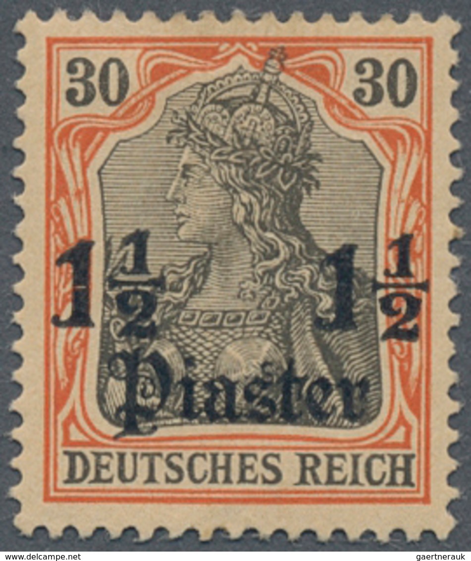 Deutsche Post In Der Türkei: 1905, 1 1/2 Pia Auf 30 Pf Germania Mit AUFDRUCKFEHLER "große 1 Waager. - Turquia (oficinas)